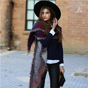 Contrast beveled cashmere square lattice cheap scarf