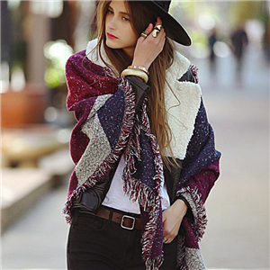 Contrast beveled cashmere square lattice cheap scarf