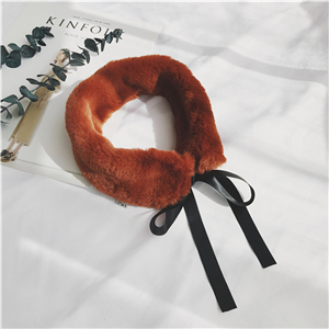Plush rabbit fur ribbon bow cheap scarf