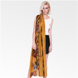 Wholesale big flower plus gold printed cotton scarf