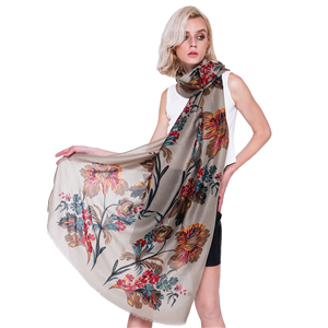 Wholesale big flower plus gold printed cotton scarf