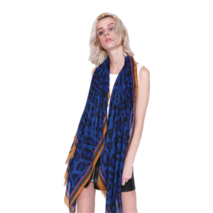 Wholesale color side leopard print cotton scarf