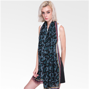 Wholesale color side leopard print cotton scarf