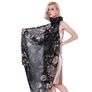 Wholesale two-color tree branch pattern printed cotton scarf