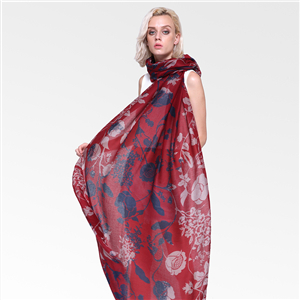Wholesale two-color tree branch pattern printed cotton scarf