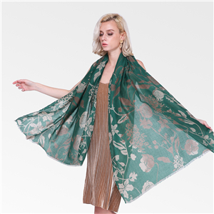 Wholesale two-color tree branch pattern printed cotton scarf