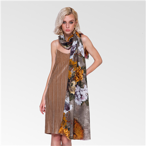 Wholesale peony pattern printed cotton scarf