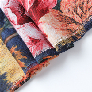 Wholesale peony pattern printed cotton scarf