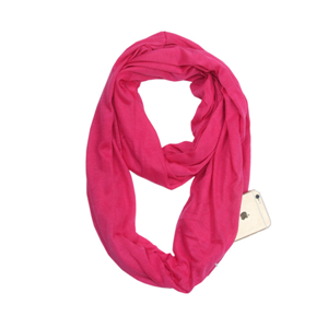 Storage zipper pocket solid color cotton cheap scarf