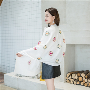 China cheap beaded embroidery embroidered tassel cashmere scarf