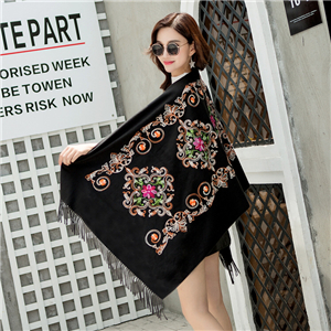 Wholesale diamond embroidery tassel cashmere scarf