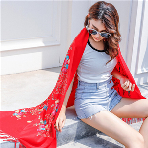 Embroidered tassel cashmere scarf cheap from China
