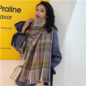 Wholesale color grid pattern double-sided contrast color cashmere scarf