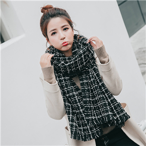 Wholesale plaid thick warm silver silk cashmere scarf
