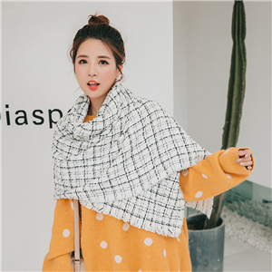 Wholesale plaid thick warm silver silk cashmere scarf