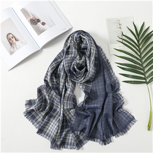 Double-sided plaid lengthened cotton scarf