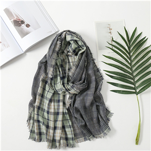 Double-sided plaid lengthened cotton scarf