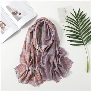 Double-sided plaid lengthened cotton scarf
