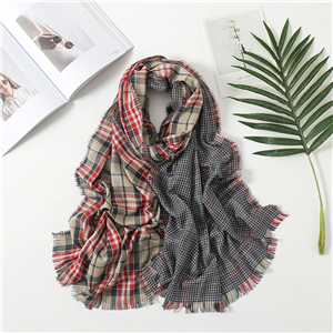 Double-sided plaid lengthened cotton scarf