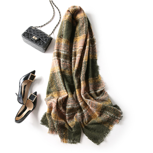 Wholesale circle yarn plaid wool scarf
