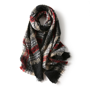 Wholesale circle yarn plaid wool scarf