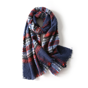 Wholesale circle yarn plaid wool scarf
