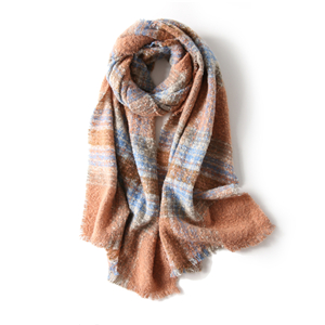 Wholesale circle yarn plaid wool scarf