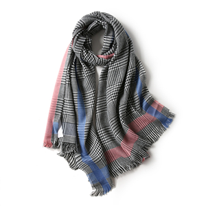 Colorblock houndstooth cashmere cheap scarf