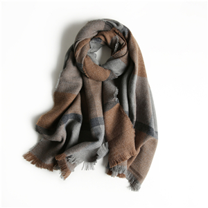 Wholesale color plaid tassel cotton scarf