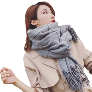 Chinese cheap plaid tassel cashmere scarf