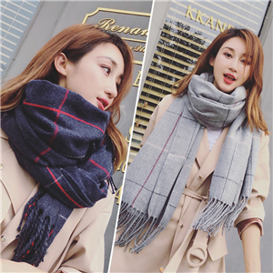 Chinese cheap plaid tassel cashmere scarf
