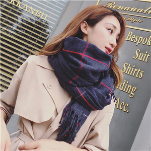 Chinese cheap plaid tassel cashmere scarf