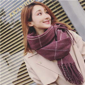 Chinese cheap plaid tassel cashmere scarf