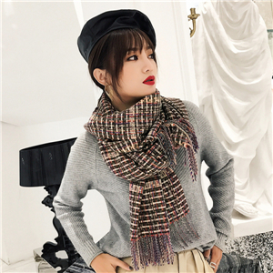 Plaid fringed cashmere scarf cheap from China
