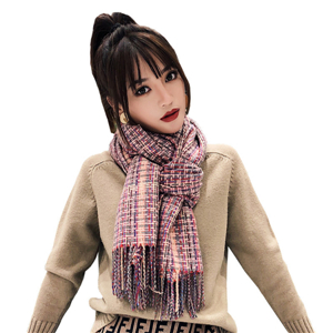 Plaid fringed cashmere scarf cheap from China