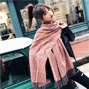 Plaid fringed cashmere scarf cheap from China