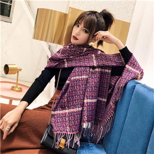 Plaid fringed cashmere scarf cheap from China