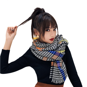 Cheap plaid cashmere tassel scarf