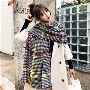 Cheap plaid cashmere tassel scarf
