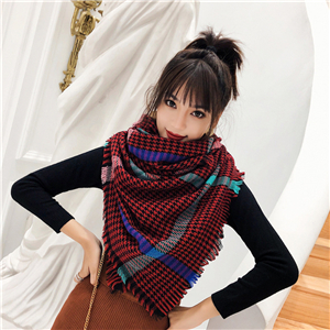 Cheap plaid cashmere tassel scarf