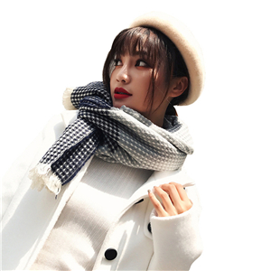 Cheap small houndstooth stitching wool tassel scarf
