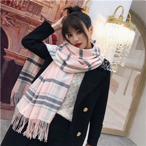 Wholesale plaid pattern tassel cashmere scarf