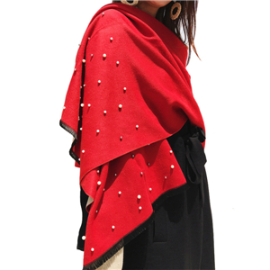 Solid color beaded cashmere scarf wholesale from China