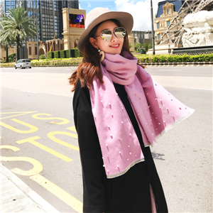 Solid color beaded cashmere scarf wholesale from China