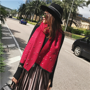 Solid color beaded cashmere scarf wholesale from China