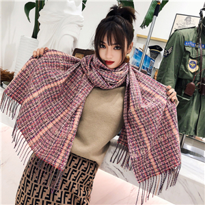 Wholesale plaid tassel cashmere scarf