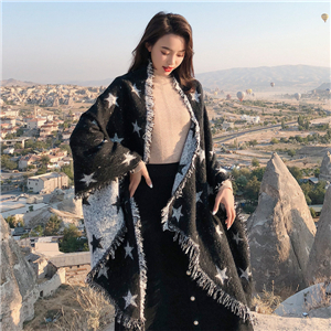 Star pattern tassel cashmere cheap scarf