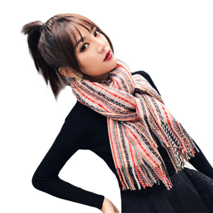 Wholesale color strip lattice thick tassel cashmere scarf