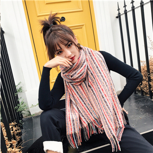 Wholesale color strip lattice thick tassel cashmere scarf