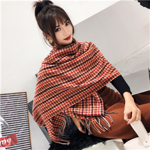 Wholesale color strip lattice thick tassel cashmere scarf